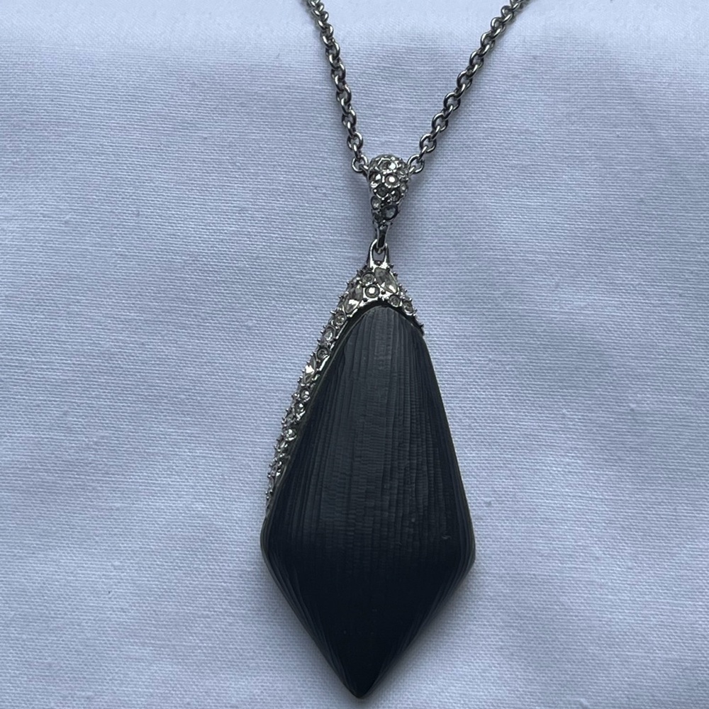 Alexis Bittar Black Lucite and Crystal Pendent